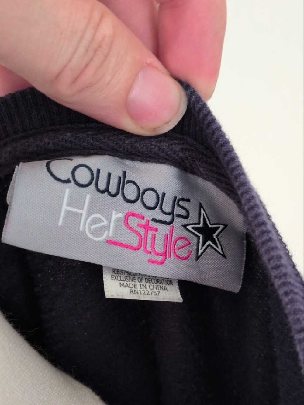 Navy Blue "DALLAS" Sequin Graphic Crewneck Sweatshirt - Picture 3 of 4